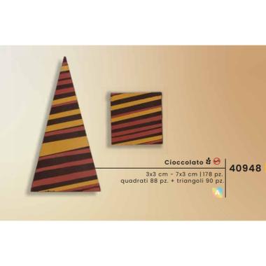 Cod.40948 - quadrati e triangoli a righe cioccolato fondente pz.178 - wafer farma decor