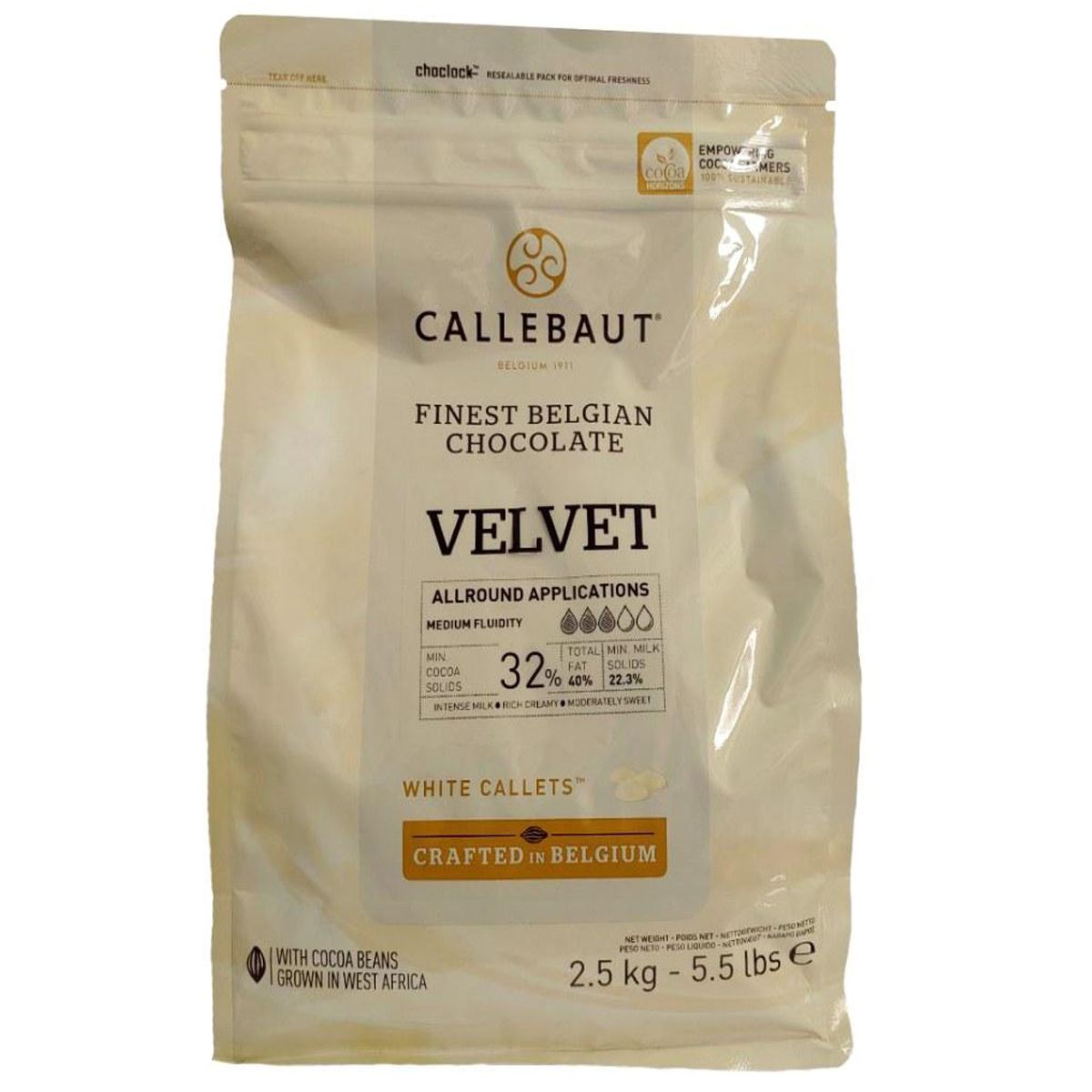 CIOCCOLATO BIANCO PURO VELVET 32% (CONF. 2,5 KG) - CALLEBAUT