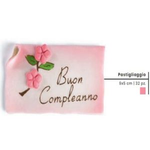 COD. 22367/BC/R - PERGAMENA ELITE BUON COMPLEANNO ROSA PZ.32 - WAFER FARMA DECOR