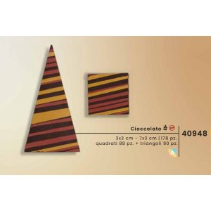 COD.40948 - DECORAZIONE - QUADRATI E TRIANGOLI A RIGHE CIOCCOLATO FONDENTE PZ.178 - WAFER FARMA DECOR
