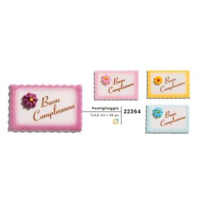 COD.22364 - BIGLIETTI BUON COMPLEANNO MIX PZ48 - WAFER FARMA DECOR