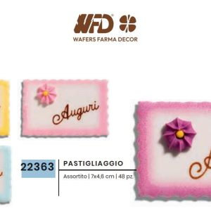 COD.22363 BIGLIETTI IN ZUCCHERO MISTI "AUGURI" - WAFER FARMA DECOR