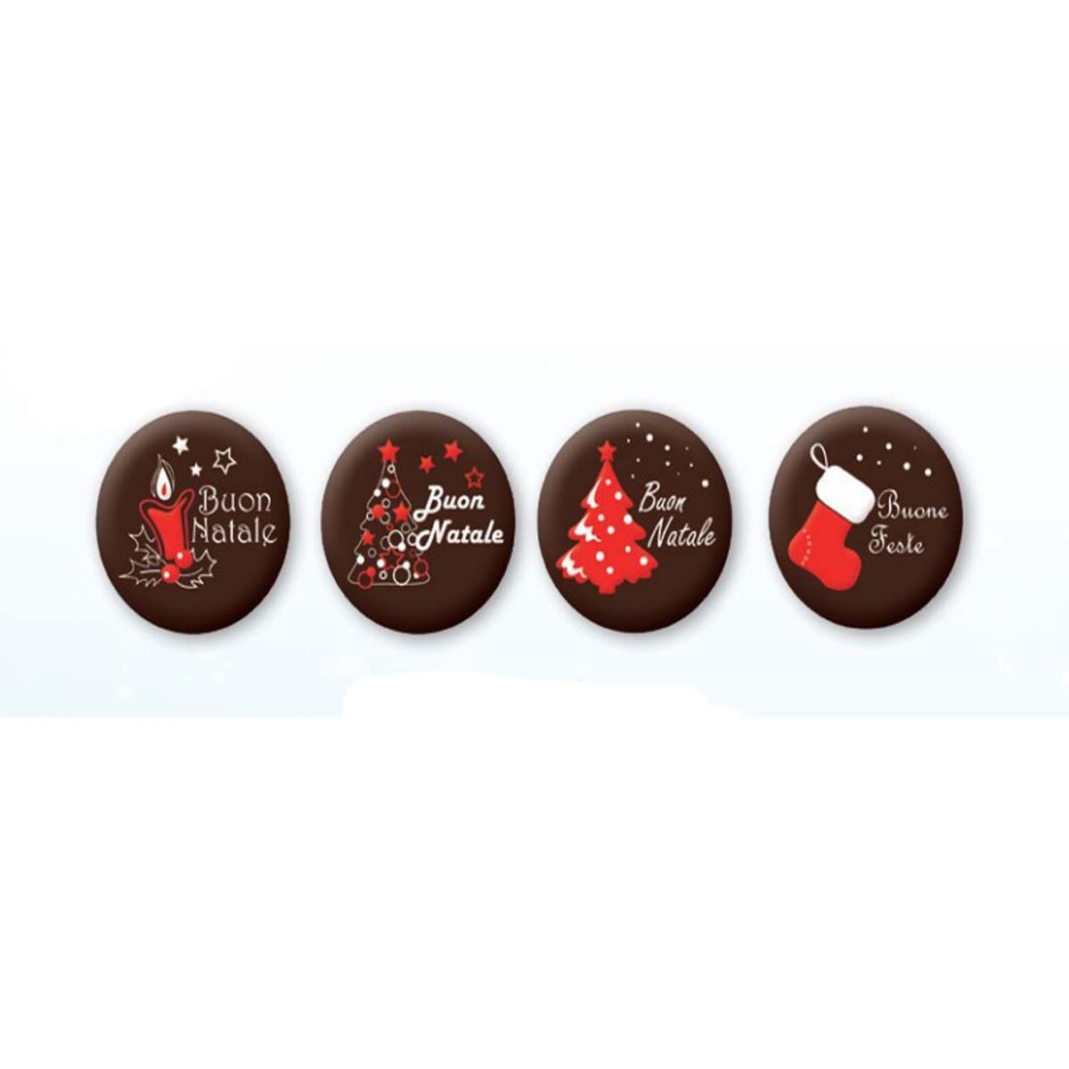 COD.28929 DECORAZIONE IN CIOCCOLATO *TONDI BUON NATALE* PZ.45 - WAFER FARMA DECOR
